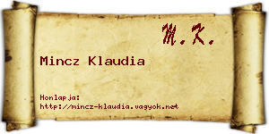 Mincz Klaudia névjegykártya
